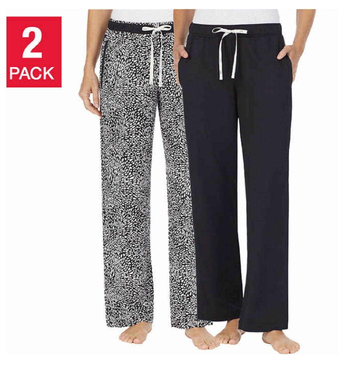 DKNY Ladies' Lounge Pajama Pant 2pack Black Combo Size Small