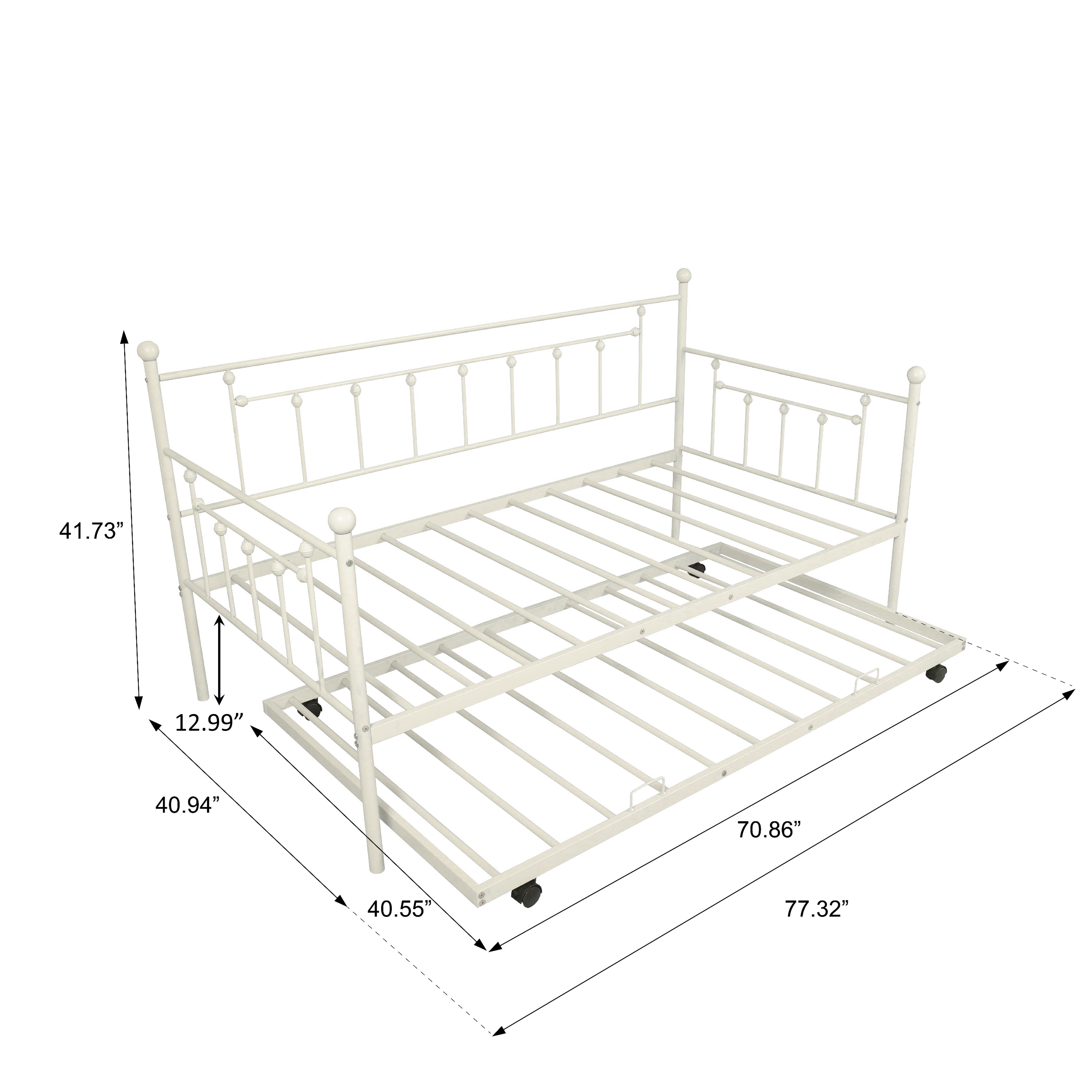 Buy Daybed with Trundle Bed Twin Size, SEGMART Metal Trundle Bed Frame ...