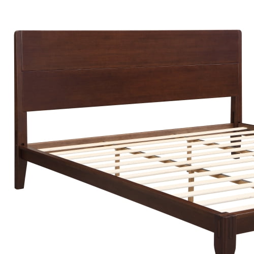 Euroco Mid-Century King Size Platform Bed, Bamboo Wood Bed for Bedroom, Chocolate
