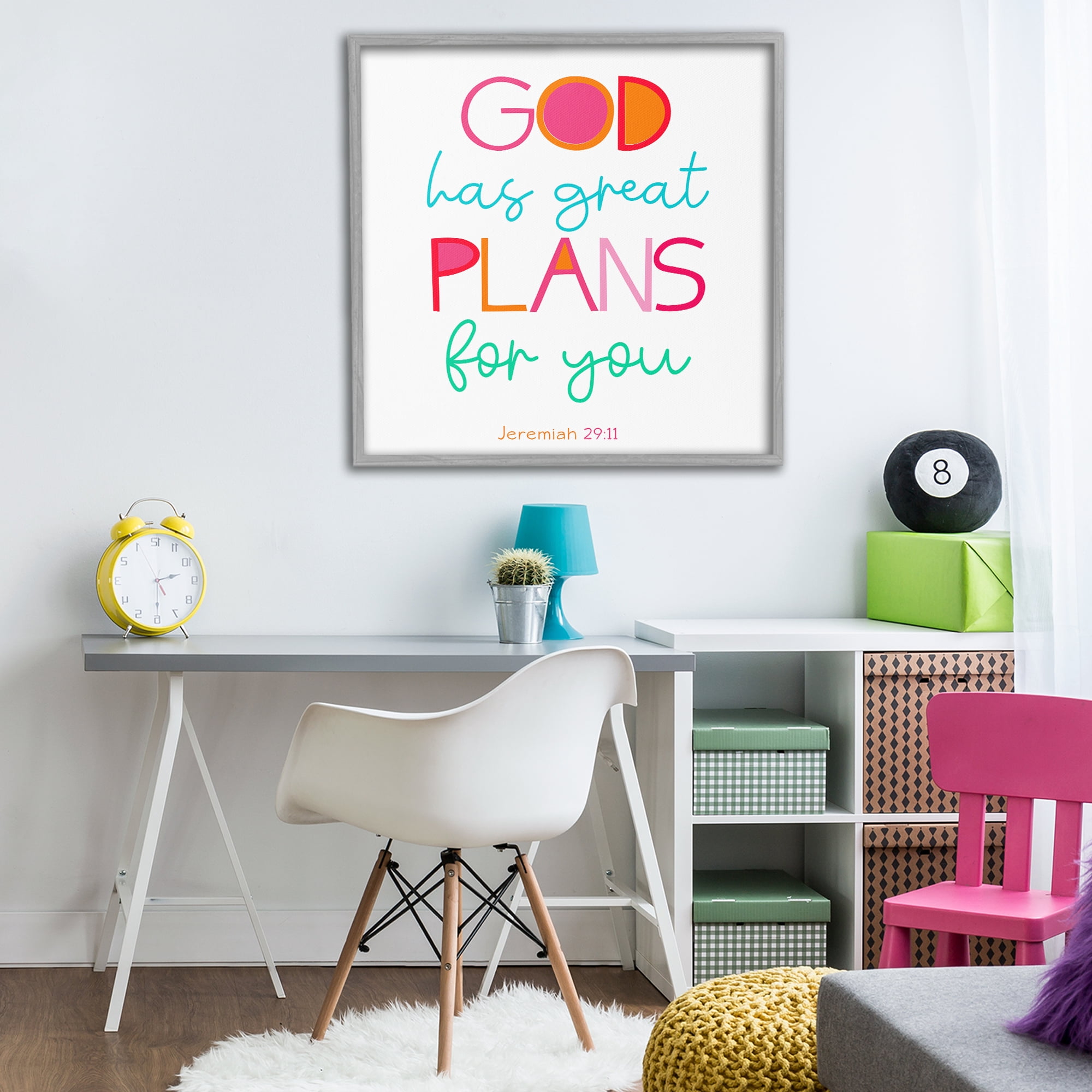 Stupell Industries Whimsical God's Plans For You Gray Framed Giclee Art, design by SD Graphics Studio