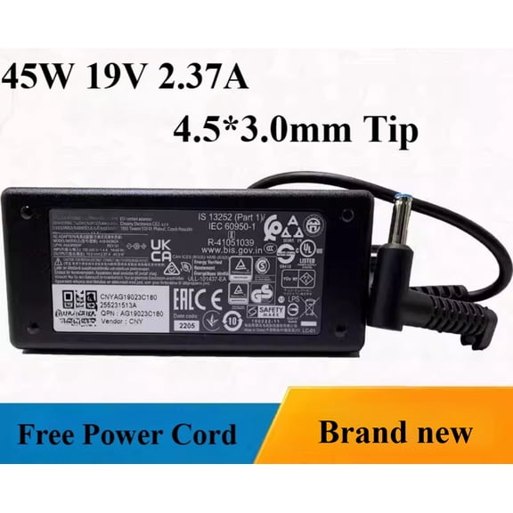 45W 19V 2.37A Laptop Charger for Chicony 4.5*3.0mm Tip Power Supply AC Adapter