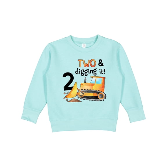 Inktastic Two and Digging It Bulldozer 2nd Birthday Toddler Sweatshirt