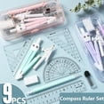 thumbnail image 4 of 9PCS/Set Plastic Multi-Function Set Square Transparent Eraser Mechanical Pencil Ruler Set Pencil Compass Kit Measuring Ruler Protractor PURPLE, 4 of 8