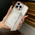 thumbnail image 4 of Transparent Flip Slot Card Wallet Holder Stand Case For iPhone 16 14 Pro Max 15 Plus 11 12 13 Shockproof Acrylic Hard Back Cover Navy Blue For iPhone 15, 4 of 6