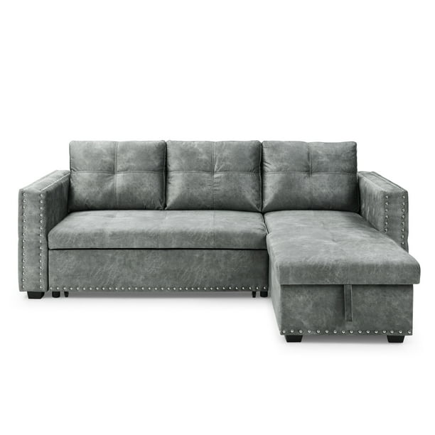 Black Friday Deals Sectional Sofa Couch With Pulled Out Bed Anysun L Shape Sleeper Set And Reversible Chaise Storage Both Hands Copper Nail Grey Com Black Friday Deals Sectional Sofa, Sleeper Sofa Sectional Black Friday