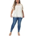 thumbnail image 2 of Agnes Orinda Women's Plus Size St. Patrick's Day Round Neck Peplum Short Sleeve Mesh Sheer Summer Tops 3X White, 2 of 6