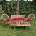thumbnail image 2 of Jordan Manufacturing 3-Piece Really Red Solid Tufted Outdoor Cushion Set with 1 Wicker Bench Cushion and 2 Wicker Seat Cushions, 2 of 12