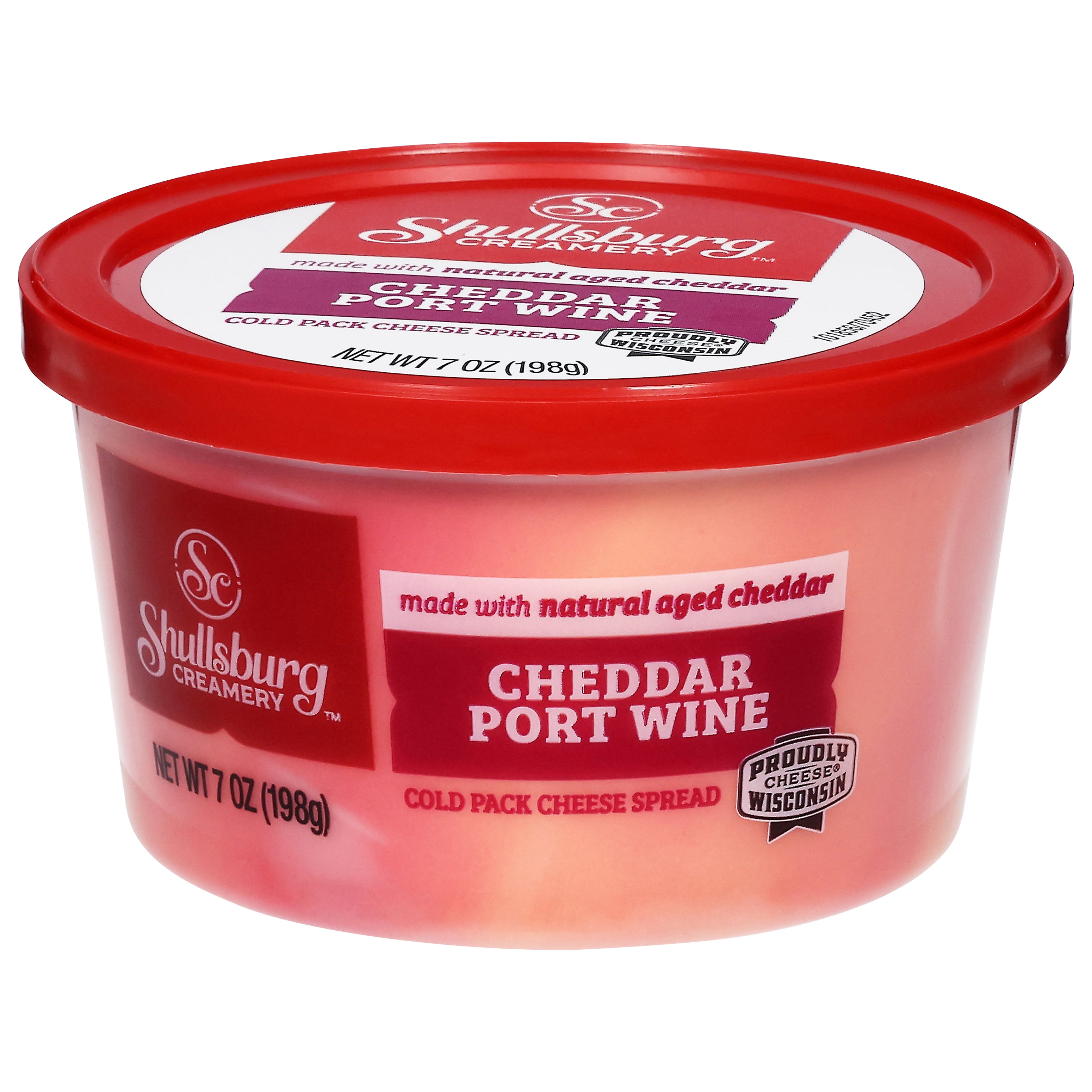 Shullsburg Creamery Cheddar Port Wine Spreadable Cheese Spread, 7 oz, Tub, Refrigerated
