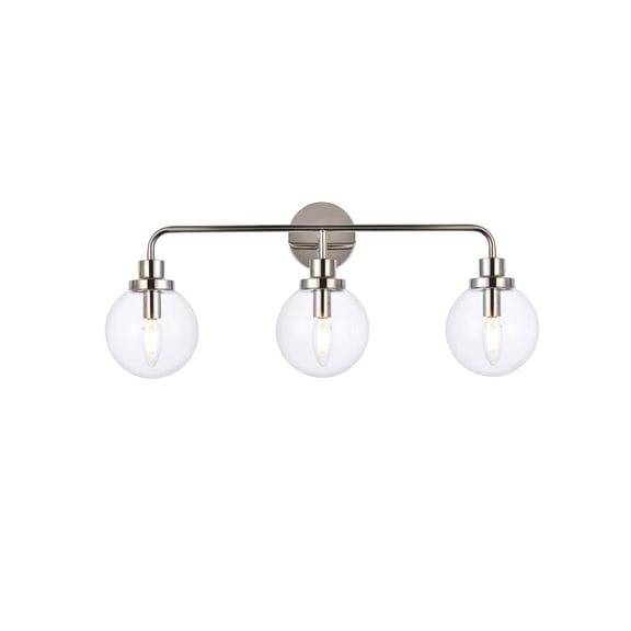 Hanson 3 lights bath sconce in polished nickel with clear shade