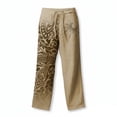 thumbnail image 3 of Men's Slub Linen Straight Leg Casual Pants With Vintage Print Khaki L, 3 of 4