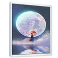 thumbnail image 3 of Girl With Umbrella Standing On Water Against Moon 12 in x 20 in Framed Painting Canvas Art Print, by Designart, 3 of 5