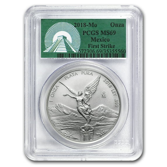 2018 Mexico 1 oz Silver Libertad MS-69 PCGS (FS Green Label)