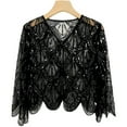 thumbnail image 2 of MIASHUI 1920s Art Deco Sequin Beaded Flapper Shawl Wrap Women's Evening Wedding Cape Party Cover Up Black,One Size, 2 of 3