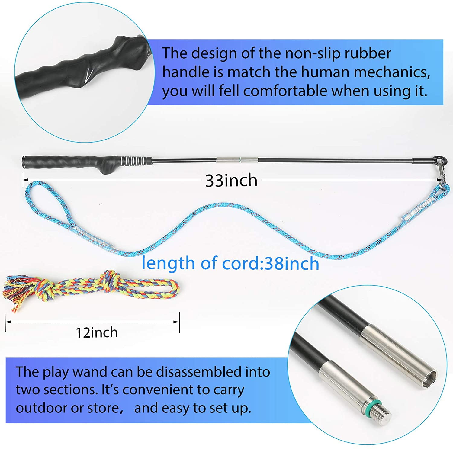 DIBBATU Flirt Pole for Dogs Interactive Dog Toys for Large Medium Small  Dogs Chase and Tug of War, Dog Teaser Wand with Lure Chewing Toy for  Outdoor