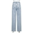 thumbnail image 2 of Gibobby Pantalones mezclilla mujer Pantalones de pierna estampados Pantalones anchos de pierna Pantalones Jeans Pantalones de mujer rectos(Azul,M), 2 of 5