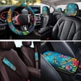thumbnail image 4 of Binienty Floral Dragonfly Car Seat Covers Front And Back Women Vintage Automotive Seat Covers Full Set With Steering Wheel Cover Shoulder Strap Pads Wristlet Keyring Car Accessories Interior Set, 4 of 8