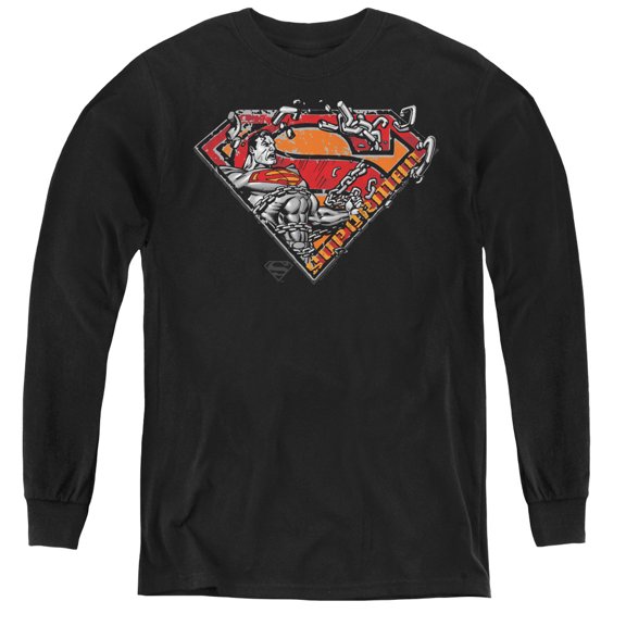 Superman - Breaking Chain Logo - Youth Long Sleeve Shirt - X-Large