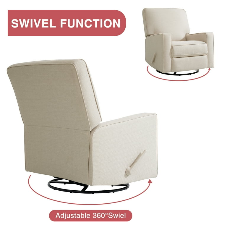 COHOME Swivel Glider Rocker Recliner Chair Beige Tri proof Fabric