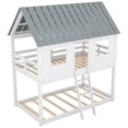 thumbnail image 6 of Euroco Twin over Twin Low Bunk Bed with Roof and Guardrail for Kids Room, White, 6 of 13