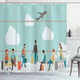 thumbnail image 1 of Airport Shower Curtain, Travelling Concept Doodle of People Sitting and Walking in Terminal with Airplane, Fabric Bathroom Set with Hooks, 69W X 84L Inches Extra Long, Multicolor, by Ambesonne, 1 of 3