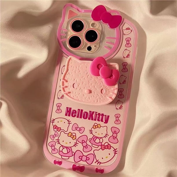Sanrio-funda de teléfono Kawaii con soporte de Hello Kitty, carcasa a prueba de golpes con dibujos animados para Iphone 11, 12, 13 Pro Max, Mini, X, Xs, Xr, 7, 8 Plus, Y2k Fivean unisex
