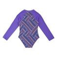 thumbnail image 3 of Sxiwei Kids Girls One Piece Rashguard Swimsuit UPF 50+ Long Sleeve Zipper Sun Protective Swimwear Purple 14, 3 of 7