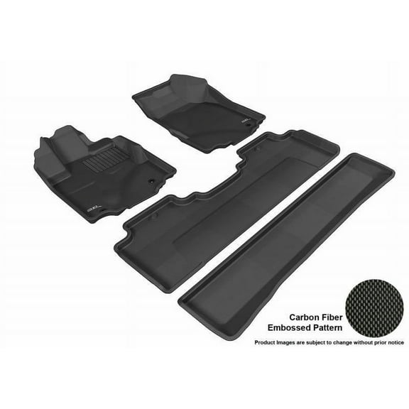 3D MAXpider 2006-2014 Fits Honda Ridgeline 1st Row 2nd Row Kagu Carbon Fiber Embossed Pattern Black Floor Mat L1HD03901509