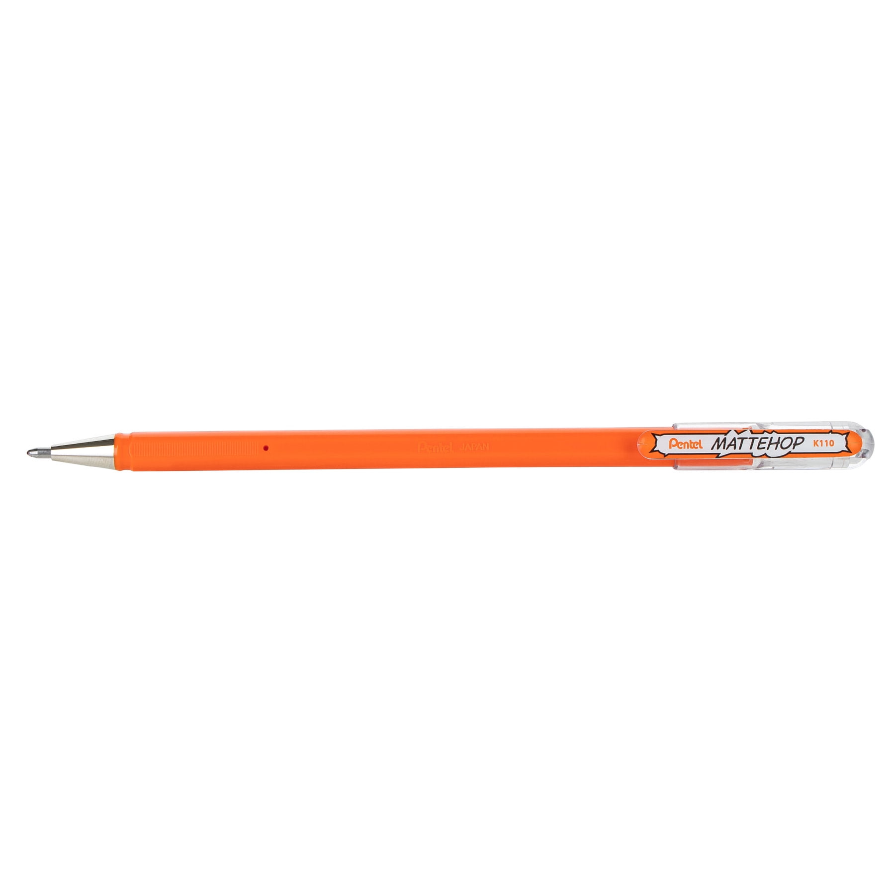 Pentel Arts Hybrid MATTEHOP Gel Roller, 1.0mm, Matte Orange Ink, Pack of 12