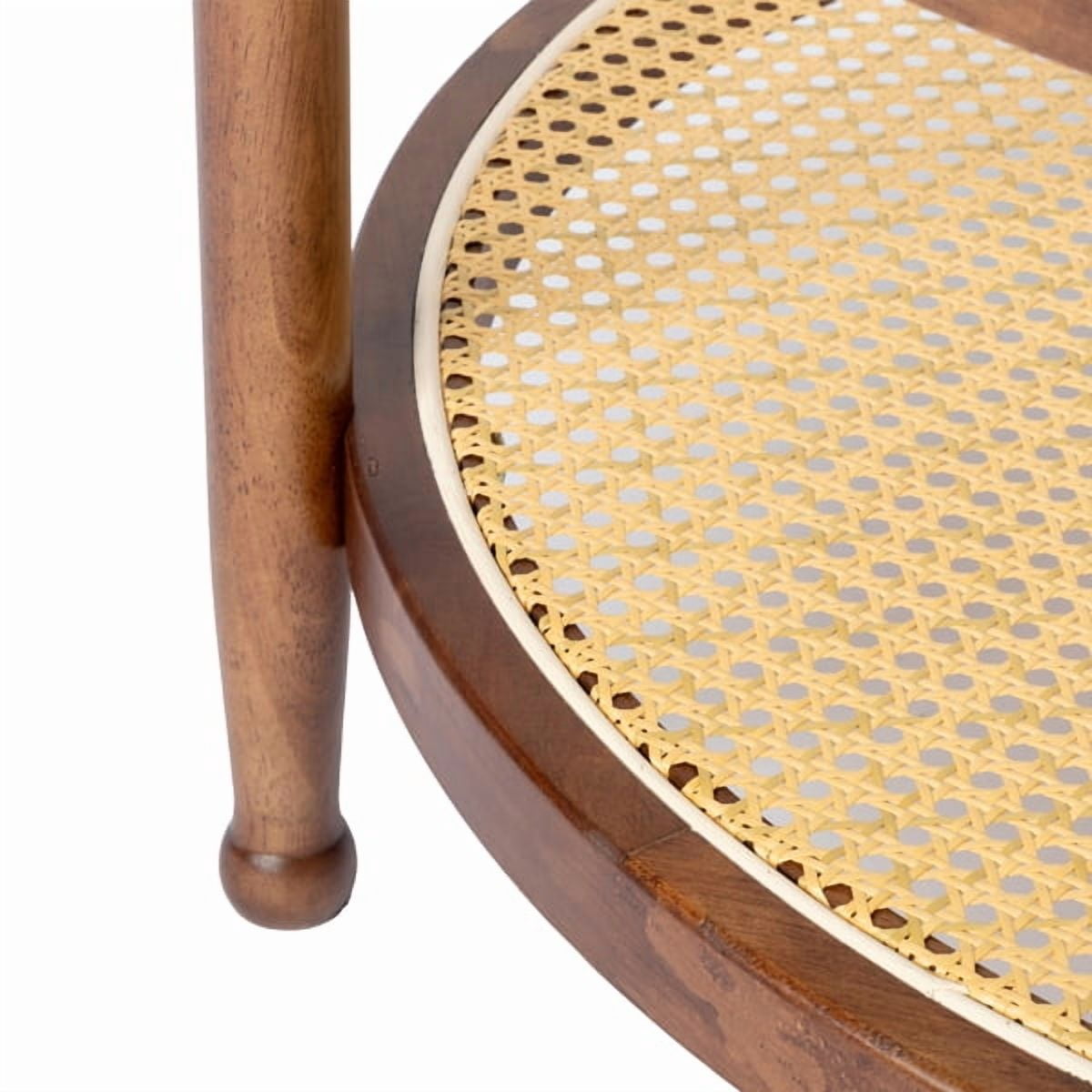 31.5" Rattan Coffee Table - Round Tempered Glass Top , Hand-Woven Rattan Shelf, Rubberwood Frame, Indoor/Outdoor Use for Living Room, Patio, Bedroom, Balcony