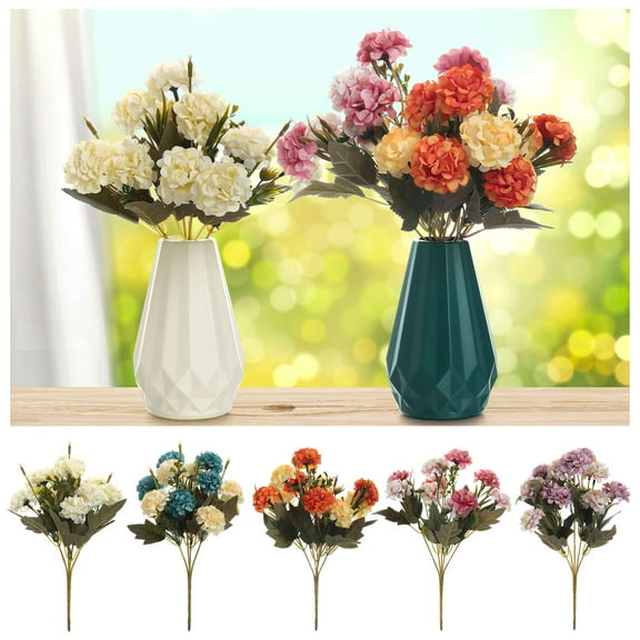 Luxtrada 4 Pieces 10 Heads Artificial Hydrangea Flowers Silk Bouquet Party Wedding Home Xmas Decor (Blue)