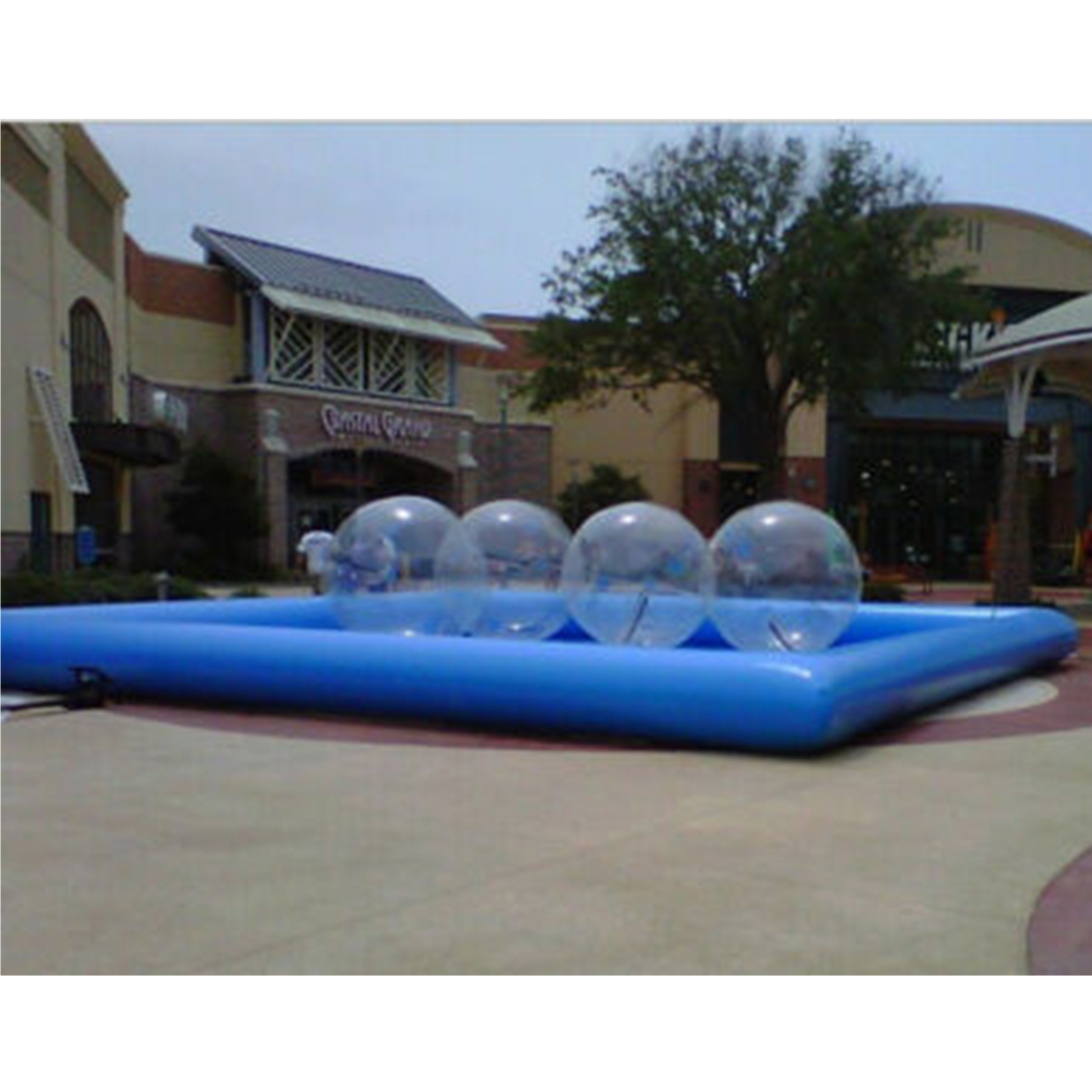 INTBUYING Large Inflatable Swimming Pool PVC Square Pool 23x23x1.8ft with 110V Blower for Summer Fun