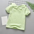 thumbnail image 4 of Lumtrix Toddler Girls Short Sleeve Shirts Scalloped Doll Collar Blouse | Solid Color Casual Tee Tops, 0 Months-7 Years Mint Green 90, 4 of 6