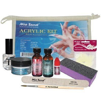 MIA SECRET CLEAR ACRYLIC POWDER PROFESSIONAL FULL NAIL KIT - 9PCS + Free Temporary Body (Best At Home Acrylic Nails)