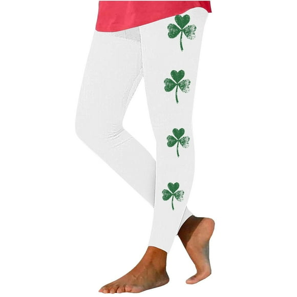 zbxnLI Plus Size Leggings for Women St Patricks Day Yoga Pants Clover Print Workout Gym Leggings