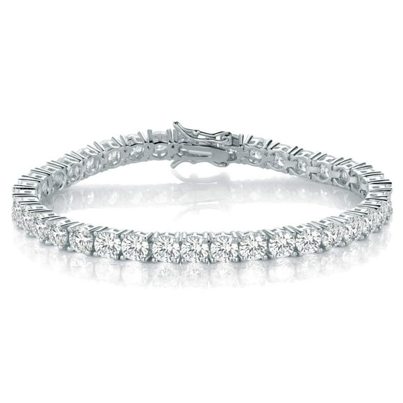 Gemsme 5MM Tennis Bracelet for Women Men, 18K White Gold Plated 5mm Round Cubic Zirconia Classic Tennis Bracelet