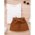 thumbnail image 2 of Toddler Kids Baby Girls Casual Clothes Set Knit Sweater Tops + Corduroy Mini Skirt 2Pcs Outfit Set, 2 of 10