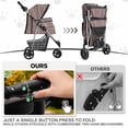 thumbnail image 6 of 3 Wheels Pet Dog Cat Stroller for Small Medium Dogs Cats, Lightweight Foldable Jogger Stroller w/Storage Basket & Cup Holder, Leopard Print, 6 of 14