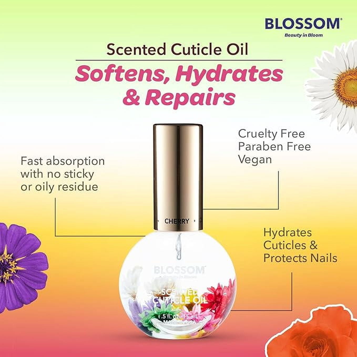 (2 pack) Blossom Hydrating, Moisturizing, Strengthening, Scented Cuticle Oil, Infused with Real Flowers, 0.42 fl. oz, Cherry