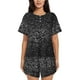 thumbnail image 1 of Fotbe Black And White Dotted Conjunto de Pijama Estampado para Mujer, 2 Piezas, Ropa de Dormir con Camiseta de Manga Corta y Shorts Suaves-Large, 1 of 6