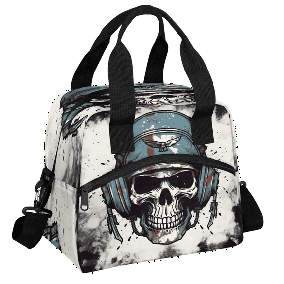 Herdesigns Funny Skull Insulated Lunch Bag for Women Men Adult, Reusable Insulated Cooler Lunch Box Lunch Tote Bag for Work Picnic Beach