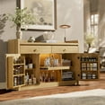 thumbnail image 4 of Sideboard Buffet Cabinet with Charging Station & LED Light, Coffee Bar Cabinet with Drawers, Pull-Out Shelf & Door Rack, Modern Storage Cabinet for Kitchen, Dining Room, 4 of 10