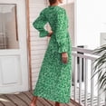 thumbnail image 4 of Odeerbi Dresses for Women 2025 Casual Maxi Dresses Erogenous Fashion V-Neck Floral Long Sleeve Flared Sleeve Long Dress Green, 4 of 7