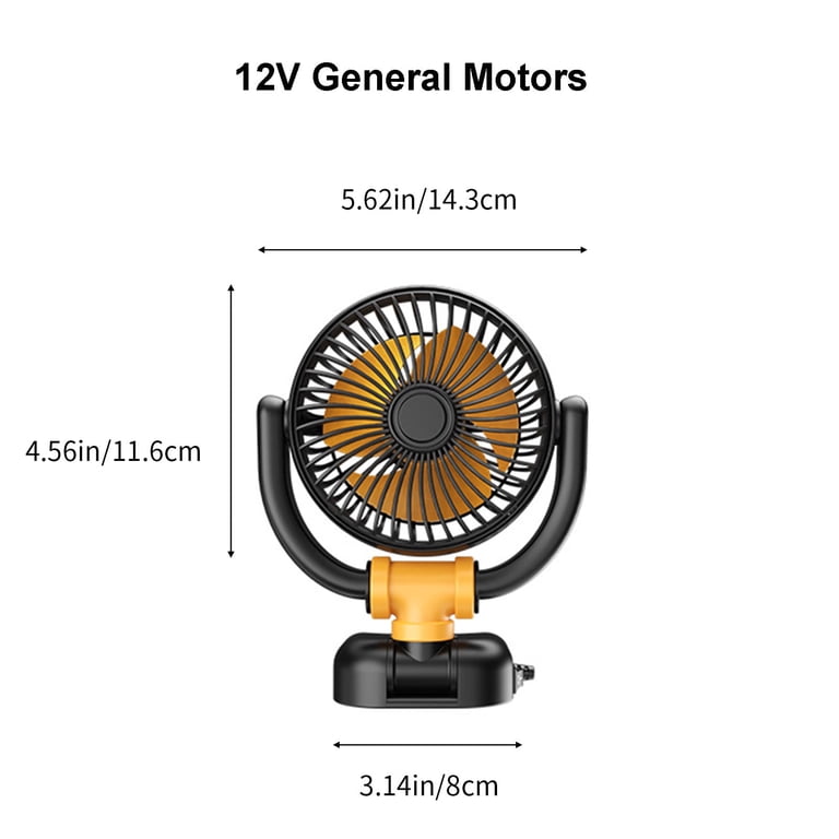 Wired Car Folding Fan, 12V Portable Auto Cooling Fan, 360° Rotatable  Vehicle Fan Strong Wind Electric Fan for Car, 2 Speeds Quiet Car Fans with Cigarette  Lighter Plug