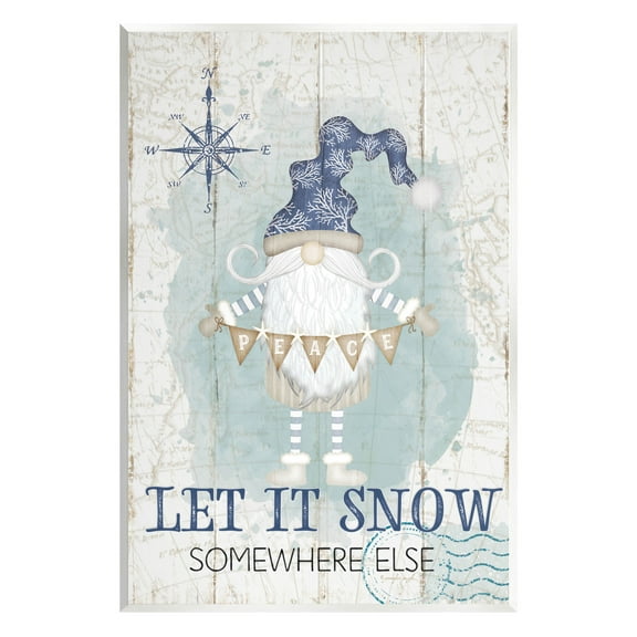 Stupell Industries Let It Snow Somewhere Else Gnome Graphic Art Unframed Art Print Wall Art, Design by Jennifer Pugh