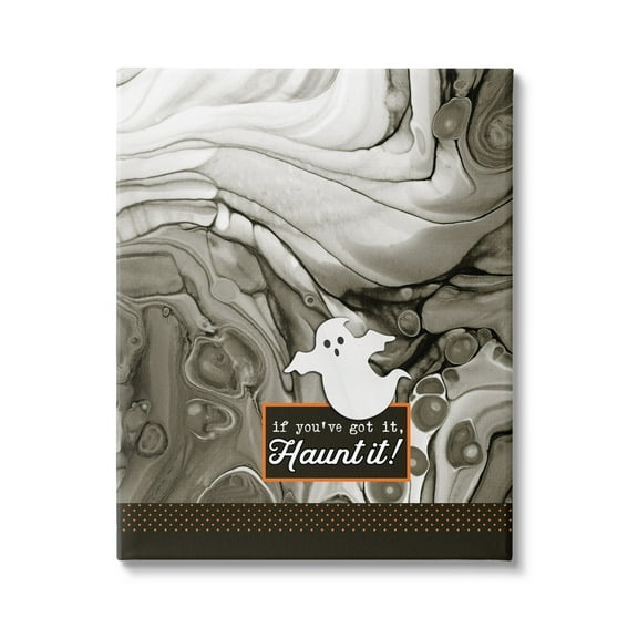 Haunt It Witty Ghost Saying Marbled Pattern Background Fairy Tales & Fantasy Graphic Art Gallery-Wrapped Canvas Print Wall Art