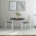 thumbnail image 4 of DHP Jersey 3-Piece Drop Leaf Wood Dining Set with Round Table and 2 Chairs, Brown/Oyster White Shell, 4 of 40