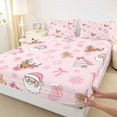 thumbnail image 3 of Homewish Kids Children Cartoon Santa Claus Deer 3pcs Twin Sheet Sets,Kawaii Pink Bow Twin Fitted Sheet,Merry Christmas Breathable Flat Sheet,Microfiber Bedroom Decor, 3 of 7