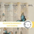 thumbnail image 6 of Teal Tulip Butterfly Kitchen Curtains Window Panels, Beige Turquoise Floral Vintage Rustic Insulated Window Treatment Curtain, Grommet Curtains for Bedroom/Living Room/Bathroom, 2 Piece 52"Wx63"L, 6 of 8