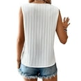 thumbnail image 4 of DYMADE Womens Summer V-Neck Sleeveless Wide Strap Lace Stichting Camisole Tank Tops, 4 of 4