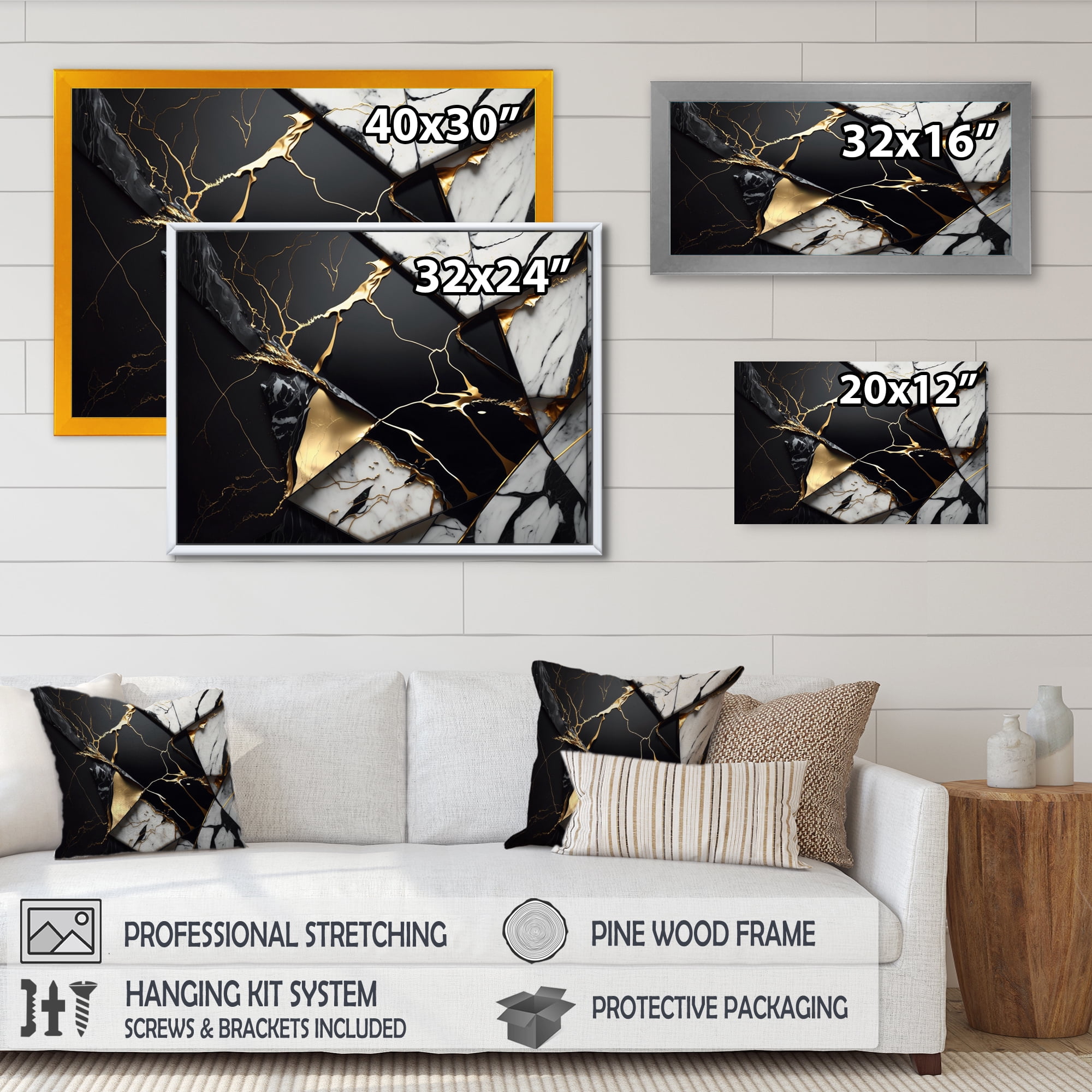 Designart Abstract Geode Gold IV Canvas Wall Art